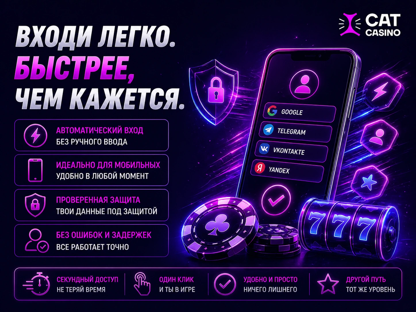 Регистрация через соц сети в Cat-Casinos